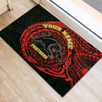 Personalized Penrith Panthers Rubber Doormat Polynesian Tribal Chest and Sleeve Tattoo