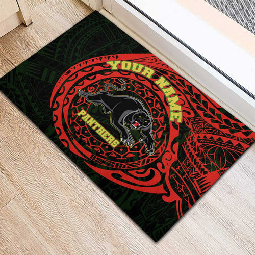 Personalized Penrith Panthers Rubber Doormat Polynesian Tribal Chest and Sleeve Tattoo