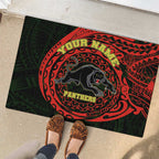 Personalized Penrith Panthers Rubber Doormat Polynesian Tribal Chest and Sleeve Tattoo