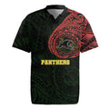 Personalized Penrith Panthers Rugby Jersey Polynesian Tribal Chest and Sleeve Tattoo