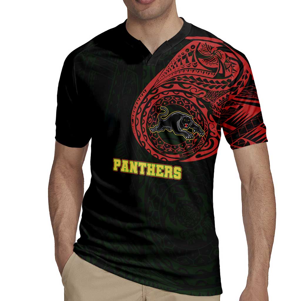 Personalized Penrith Panthers Rugby Jersey Polynesian Tribal Chest and Sleeve Tattoo