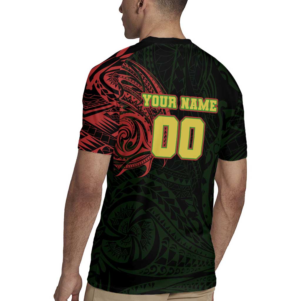Personalized Penrith Panthers Rugby Jersey Polynesian Tribal Chest and Sleeve Tattoo