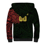 Personalized Penrith Panthers Sherpa Hoodie Polynesian Tribal Chest and Sleeve Tattoo