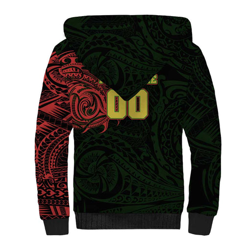 Personalized Penrith Panthers Sherpa Hoodie Polynesian Tribal Chest and Sleeve Tattoo