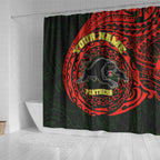 Personalized Penrith Panthers Shower Curtain Polynesian Tribal Chest and Sleeve Tattoo