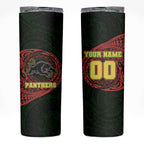 Personalized Penrith Panthers Skinny Tumbler Polynesian Tribal Chest and Sleeve Tattoo