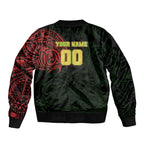 Personalized Penrith Panthers Sleeve Zip Bomber Jacket Polynesian Tribal Chest and Sleeve Tattoo