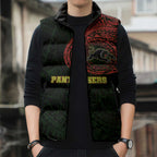 Personalized Penrith Panthers Sleeveless Puffer Jacket Polynesian Tribal Chest and Sleeve Tattoo