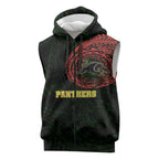 Personalized Penrith Panthers Sleeveless Zip Hoodie Polynesian Tribal Chest and Sleeve Tattoo