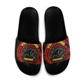 Personalized Penrith Panthers Slide Sandals Polynesian Tribal Chest and Sleeve Tattoo
