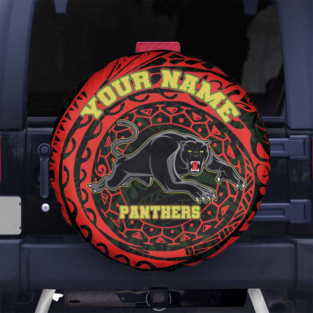 Personalized Penrith Panthers Spare Tire Cover Polynesian Tribal Chest and Sleeve Tattoo