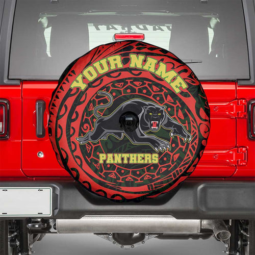 Personalized Penrith Panthers Spare Tire Cover Polynesian Tribal Chest and Sleeve Tattoo