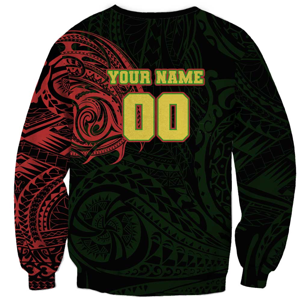 Personalized Penrith Panthers Sweatshirt Polynesian Tribal Chest and Sleeve Tattoo
