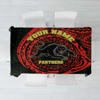 Personalized Penrith Panthers Tablecloth Polynesian Tribal Chest and Sleeve Tattoo