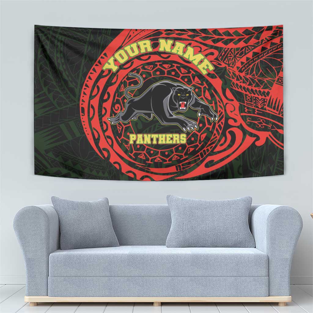 Personalized Penrith Panthers Tapestry Polynesian Tribal Chest and Sleeve Tattoo