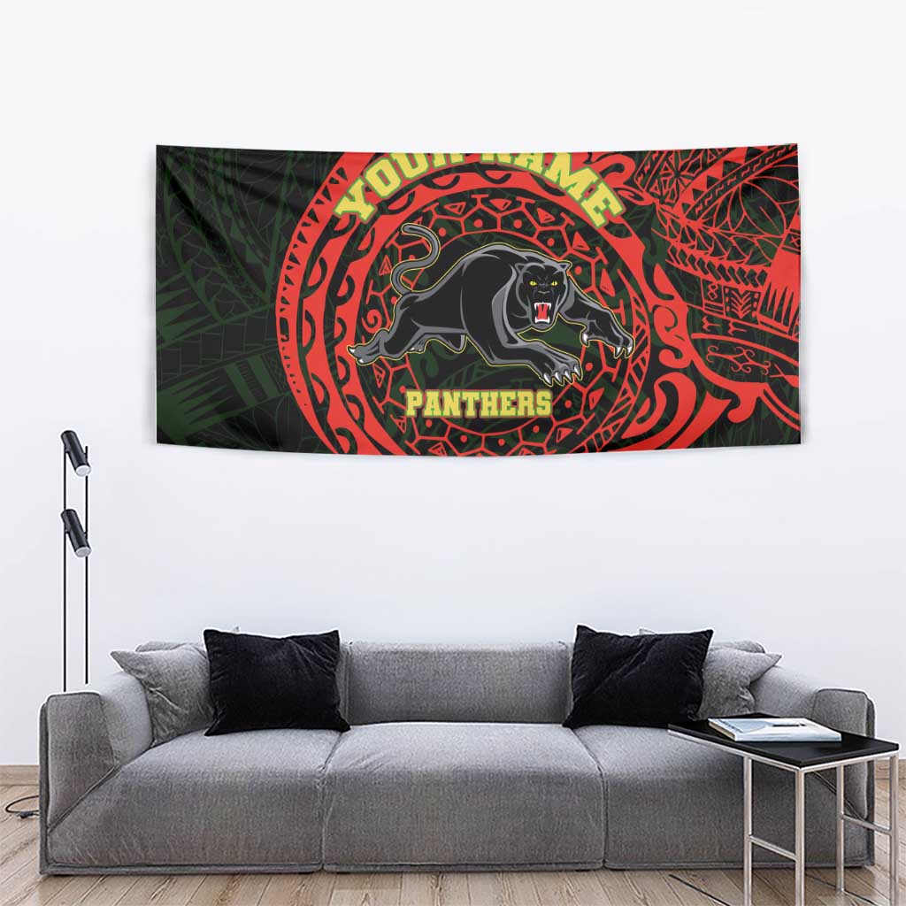 Personalized Penrith Panthers Tapestry Polynesian Tribal Chest and Sleeve Tattoo