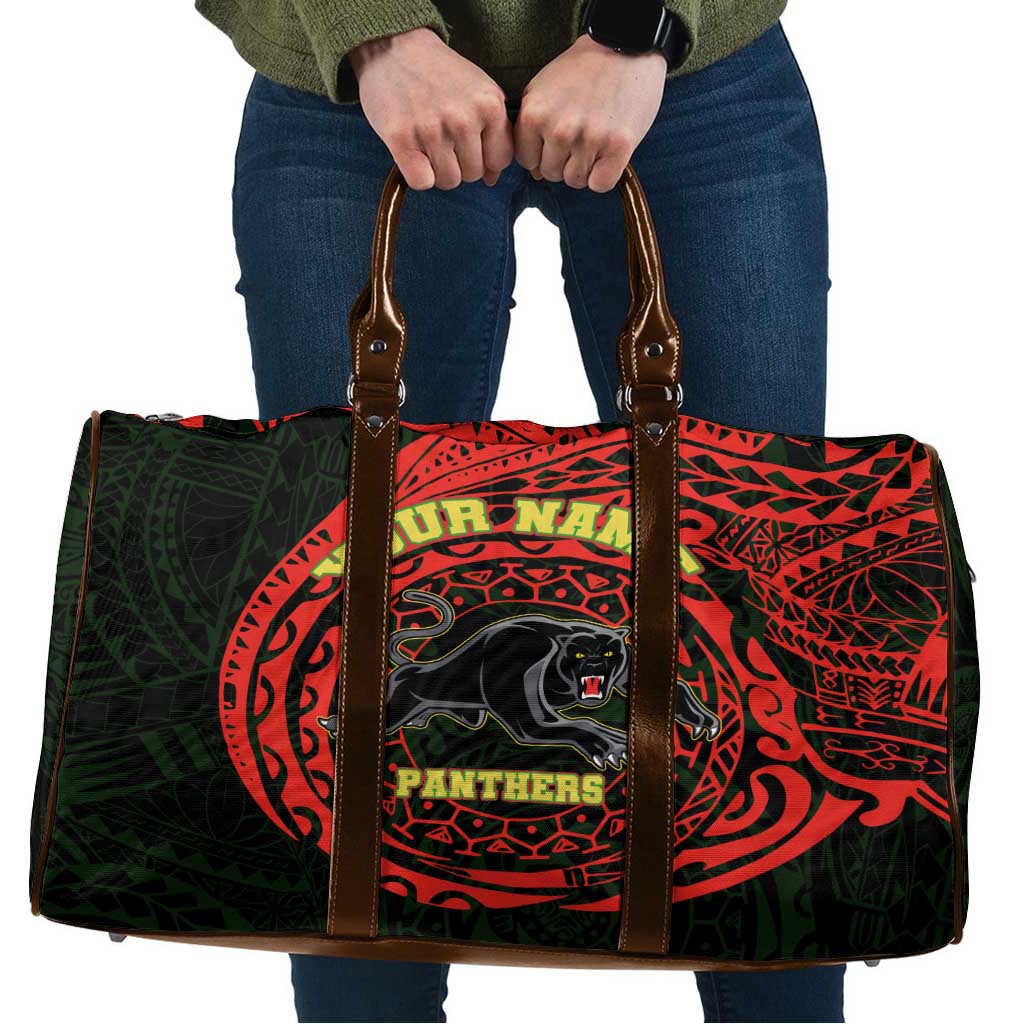 Personalized Penrith Panthers Travel Bag Polynesian Tribal Chest and Sleeve Tattoo