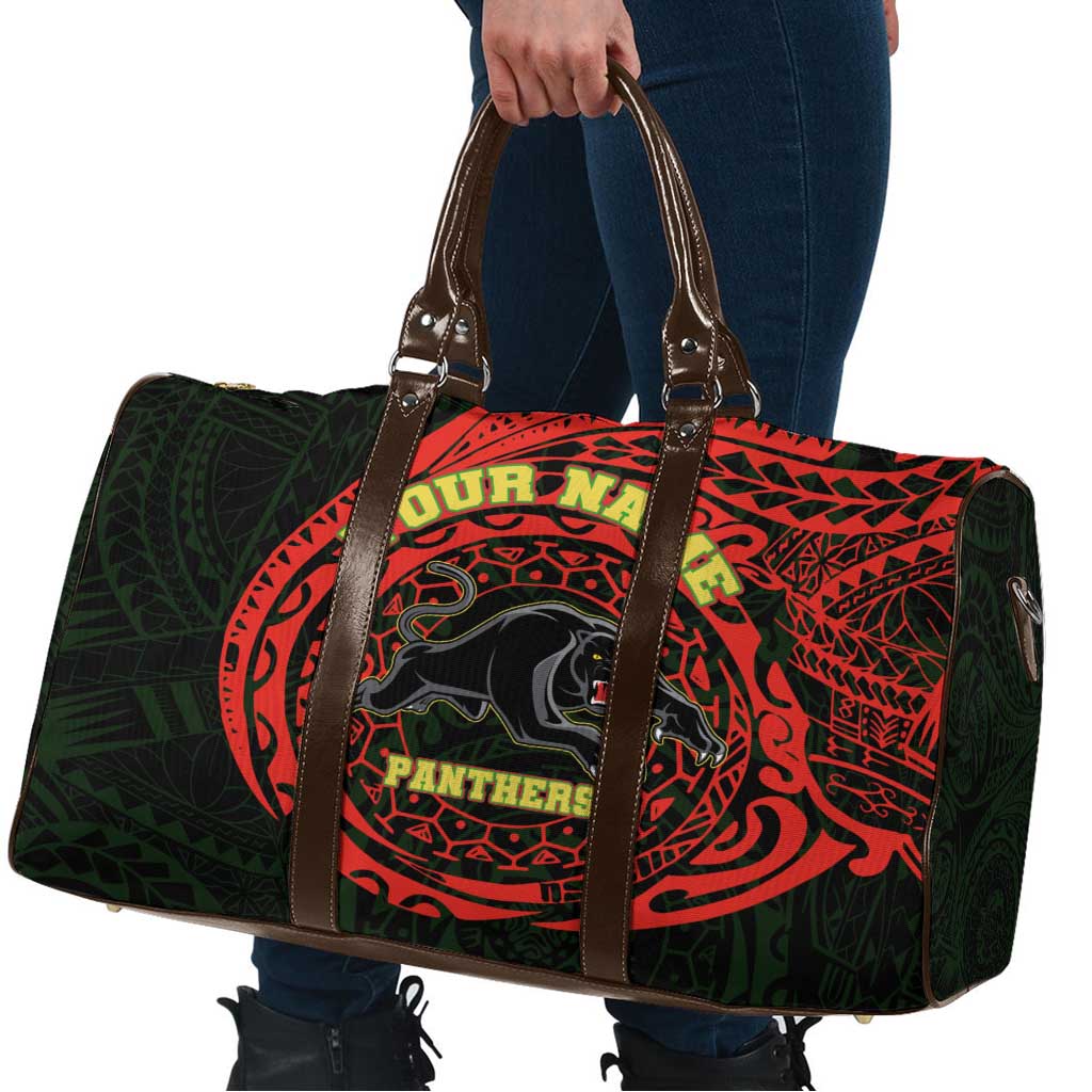 Personalized Penrith Panthers Travel Bag Polynesian Tribal Chest and Sleeve Tattoo