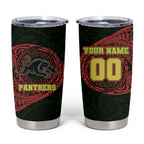Personalized Penrith Panthers Tumbler Cup Polynesian Tribal Chest and Sleeve Tattoo