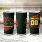 Personalized Penrith Panthers Tumbler Cup Polynesian Tribal Chest and Sleeve Tattoo