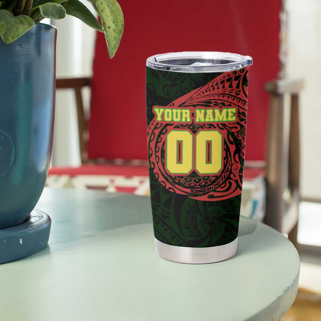 Personalized Penrith Panthers Tumbler Cup Polynesian Tribal Chest and Sleeve Tattoo