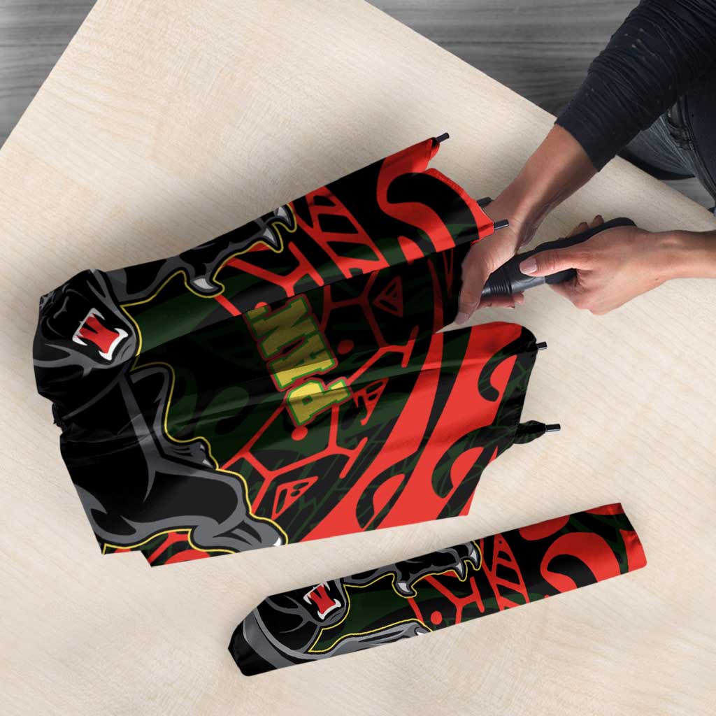 Personalized Penrith Panthers Umbrella Polynesian Tribal Chest and Sleeve Tattoo
