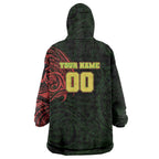 Personalized Penrith Panthers Wearable Blanket Hoodie Polynesian Tribal Chest and Sleeve Tattoo