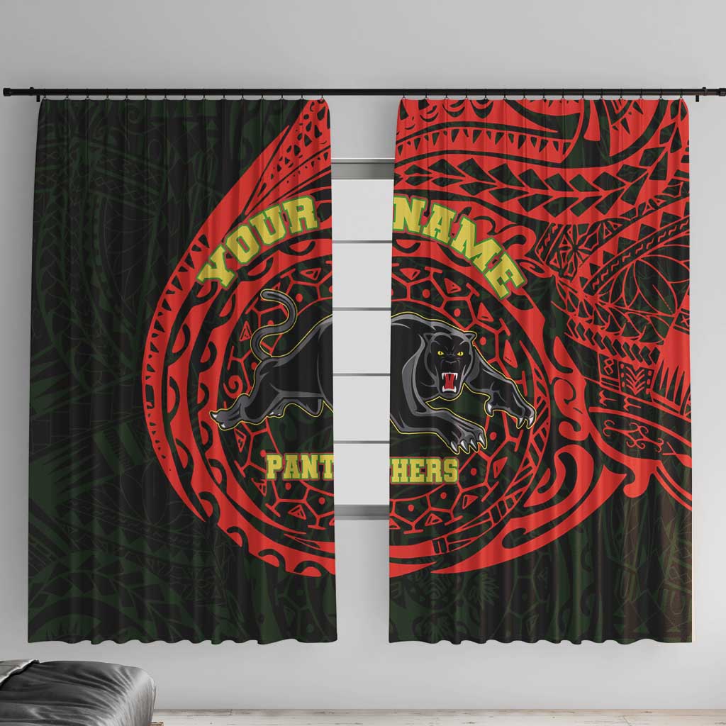 Personalized Penrith Panthers Window Curtain Polynesian Tribal Chest and Sleeve Tattoo