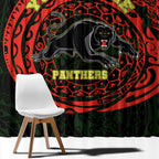 Personalized Penrith Panthers Window Curtain Polynesian Tribal Chest and Sleeve Tattoo