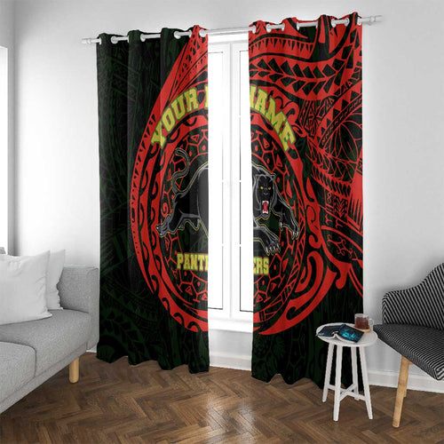 Personalized Penrith Panthers Window Curtain Polynesian Tribal Chest and Sleeve Tattoo