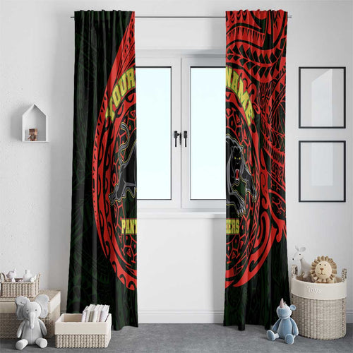 Personalized Penrith Panthers Window Curtain Polynesian Tribal Chest and Sleeve Tattoo