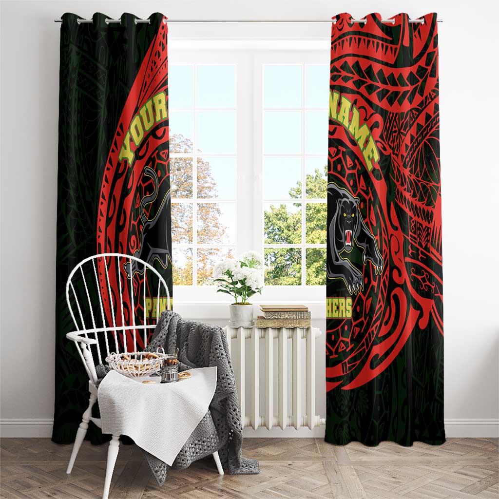 Personalized Penrith Panthers Window Curtain Polynesian Tribal Chest and Sleeve Tattoo