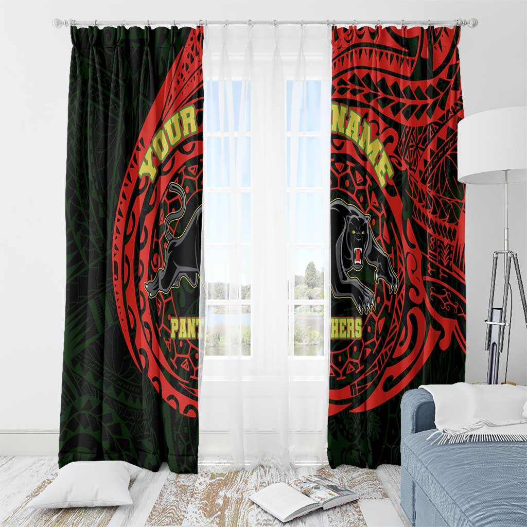 Personalized Penrith Panthers Window Curtain Polynesian Tribal Chest and Sleeve Tattoo