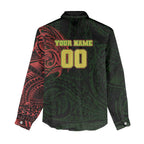Personalized Penrith Panthers Women Casual Shirt Polynesian Tribal Chest and Sleeve Tattoo