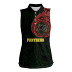 Personalized Penrith Panthers Women Sleeveless Polo Shirt Polynesian Tribal Chest and Sleeve Tattoo