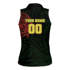 Personalized Penrith Panthers Women Sleeveless Polo Shirt Polynesian Tribal Chest and Sleeve Tattoo