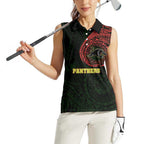 Personalized Penrith Panthers Women Sleeveless Polo Shirt Polynesian Tribal Chest and Sleeve Tattoo