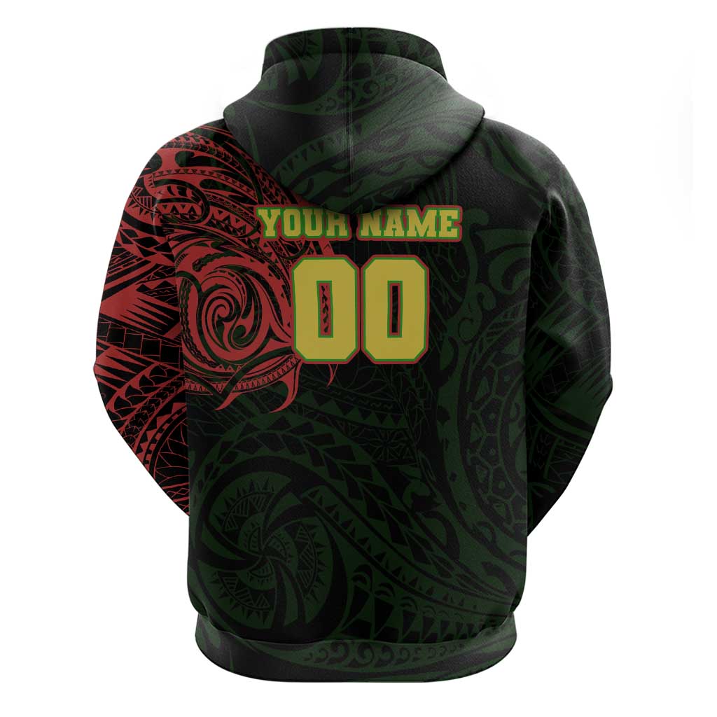 Personalized Penrith Panthers Zip Hoodie Polynesian Tribal Chest and Sleeve Tattoo