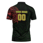 Personalized Penrith Panthers Zipper Polo Shirt Polynesian Tribal Chest and Sleeve Tattoo