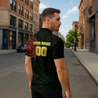 Personalized Penrith Panthers Zipper Polo Shirt Polynesian Tribal Chest and Sleeve Tattoo