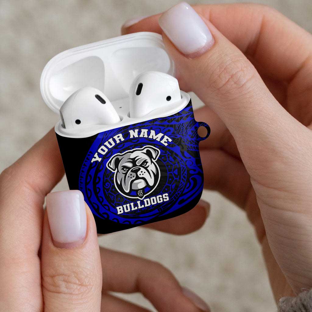 Personalized Canterbury-Bankstown Bulldogs AirPods Case Polynesian Tribal Chest and Sleeve Tattoo