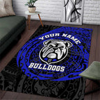 Personalized Canterbury-Bankstown Bulldogs Area Rug Polynesian Tribal Chest and Sleeve Tattoo