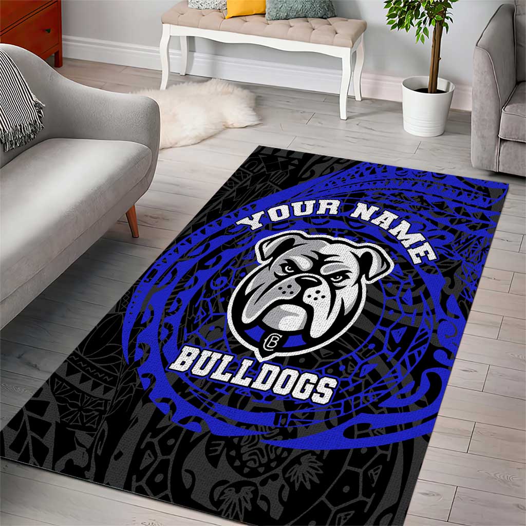 Personalized Canterbury-Bankstown Bulldogs Area Rug Polynesian Tribal Chest and Sleeve Tattoo