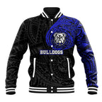 Personalized Canterbury-Bankstown Bulldogs Baseball Jacket Polynesian Tribal Chest and Sleeve Tattoo