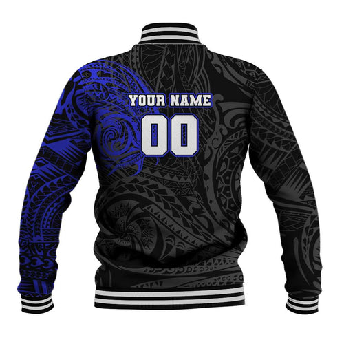 Personalized Canterbury-Bankstown Bulldogs Baseball Jacket Polynesian Tribal Chest and Sleeve Tattoo