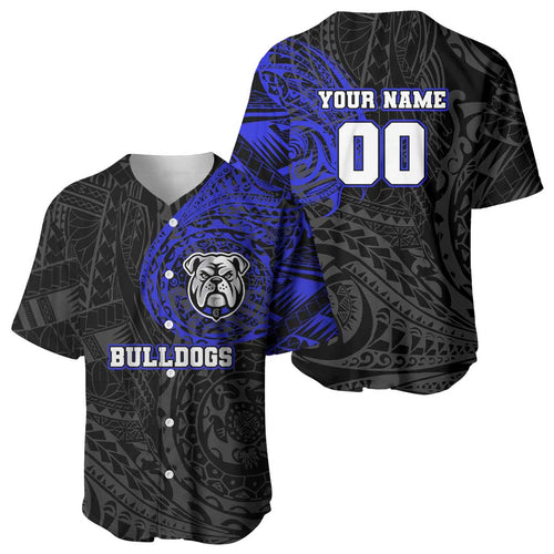 Personalized Canterbury-Bankstown Bulldogs Baseball Jersey Polynesian Tribal Chest and Sleeve Tattoo