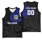 Personalized Canterbury-Bankstown Bulldogs Basketball Jersey Polynesian Tribal Chest and Sleeve Tattoo