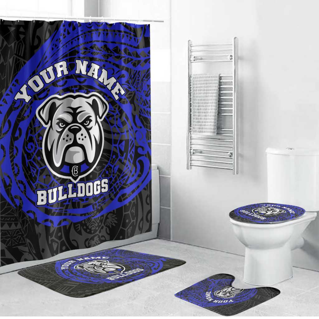 Personalized Canterbury-Bankstown Bulldogs Bathroom Set Polynesian Tribal Chest and Sleeve Tattoo