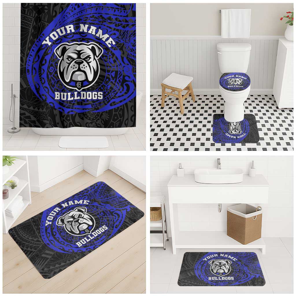 Personalized Canterbury-Bankstown Bulldogs Bathroom Set Polynesian Tribal Chest and Sleeve Tattoo