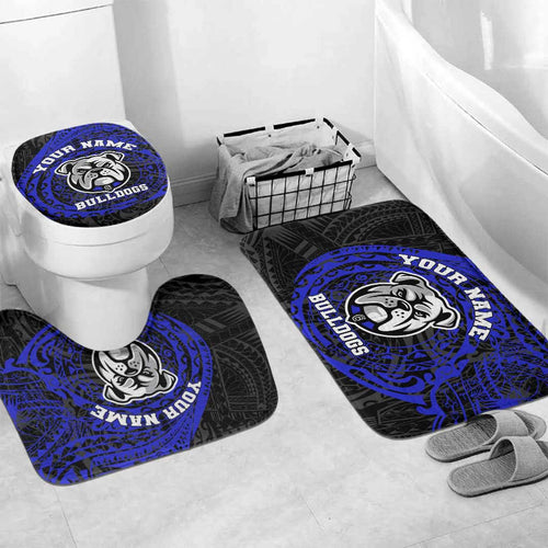 Personalized Canterbury-Bankstown Bulldogs Bathroom Set Polynesian Tribal Chest and Sleeve Tattoo